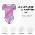 thumbnail image 6 of Gaeub Fun Rainbow Pink Women'S Short Sleeve One Piece Swimsuit Sexy High-Waisted Bodysuit For Swimming, Beach, Sports - Xx-Large, 6 of 9