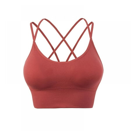 

Women Strappy Sport Bras Cross Back Yoga Tops Seamless Workout Bras Low Impact Everyday Bras