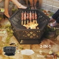 thumbnail image 4 of 28" Outdoor Fire Pit with Grill Hexagon Fireplace Wood Burning Firepit with Cooking Grate, Fire Poker, Spark Screen Lid, 4 of 6