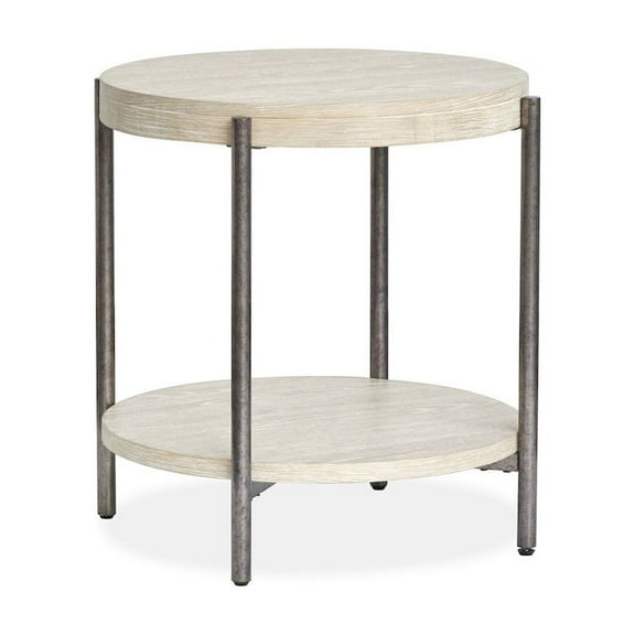 Magnussen Home Jennings Edgecomb Grey And Weathered Antique Nickel Round End Table