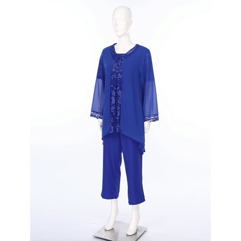 Plus size chiffon pant suits hot sale