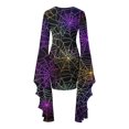 thumbnail image 4 of Fewfanhot Robes Maxi d'Halloween pour Femmes 2025 Robe Décontractée à Col Rond avec Imprimés Effrayants et Style Asymétrique Robe à Enfiler Patchwork, 4 of 5