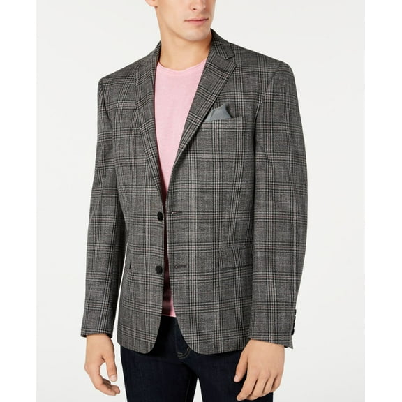 Bar Iii Men’s Slim-Fit Stretch Black/White Plaid Sport Coat
