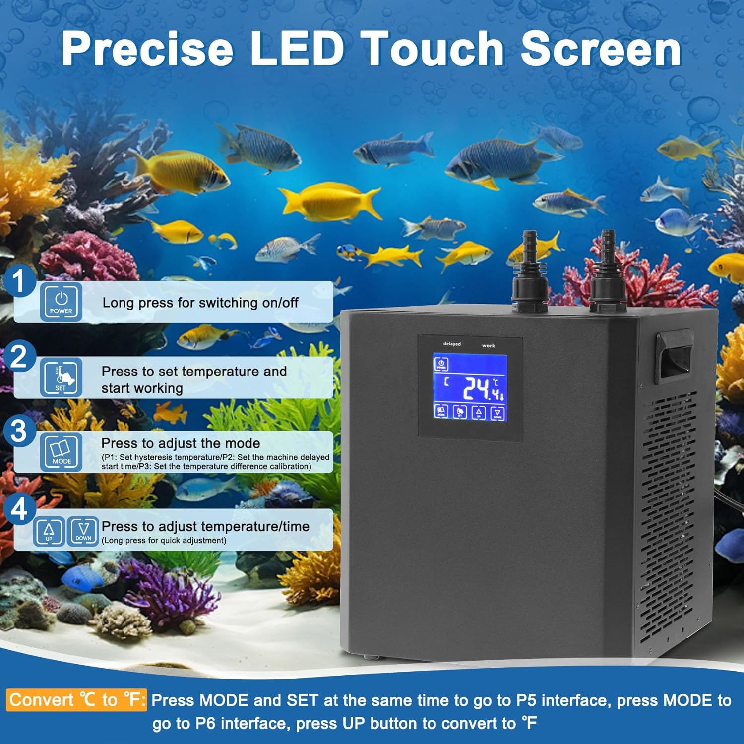 Joreek Ice Bath Chiller for Cold Plunge,1/3 HP Water Aquarium Chiller with Household Submersible Water Pump,Insulation Pipe, Ideal for Cold Bath Plunge Tub