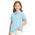thumbnail image 2 of Trgacdwlo Girls Polo Uniform Shirt Plaid Short Sleeve Boys Girls Uniform Shirts Back To School Lapel Button Teens Boys Trendy Clothes, 2 of 6