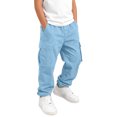 thumbnail image 6 of Angala Big Boys Cargo Pants Straight Leg With Pockets Fall Casual Boys Baggy Trousers Size 7-8 Years Sky Blue, 6 of 8