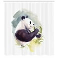thumbnail image 3 of Ambesonne Panda Shower Curtain, Watercolor Animal Eats Leaves, 69"Wx70"L, Multicolor, 3 of 3