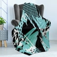 thumbnail image 4 of Abstract Soft Flannel Fleece Throw Blanket, Retro 90s Style Negative Exposure Effect Expressive Ink Pattern, Cozy Plush for Indoor and Outdoor Use, 70" x 90", Pale Blue Aqua, by Ambesonne, 4 of 5