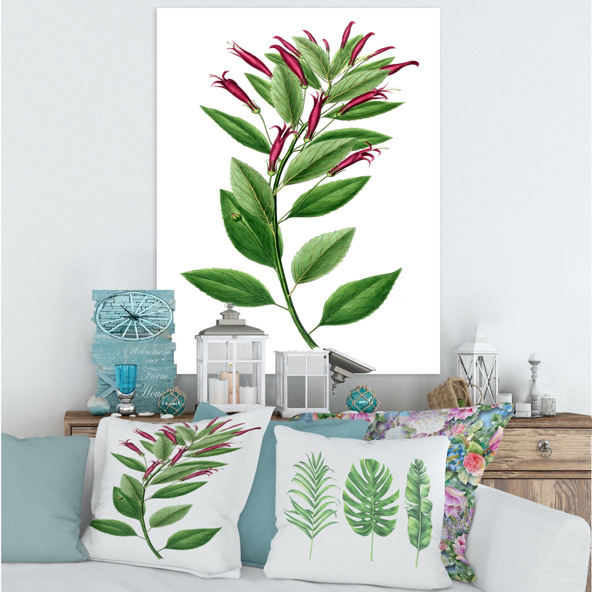 Designart ' Ancient American Flora V ' Traditional Canvas Wall Art Print