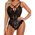 thumbnail image 1 of Eashery Bodysuits for Women Lingerie Unlined Bodysuit See-through Nightwear Pajama Sets for Women Soft Cotton Black 2XL, 1 of 5