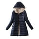 zanvin Womens Long Puffer Jacket Plus Size Down Coat Cotton Cover Coat Lightweight Down Coat With Hood Winter Jacket,Navy,XXXL - image 4 of 6