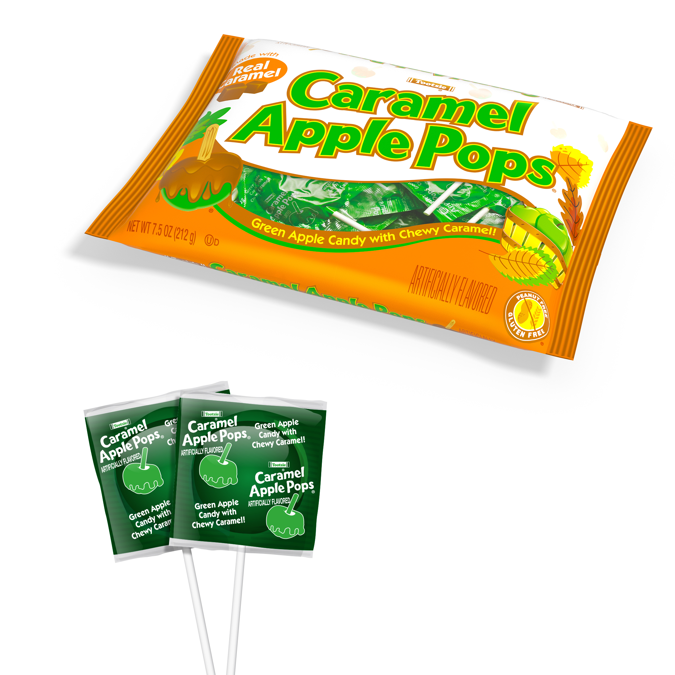 Caramel Apple Pops, Caramel Coated Green Apple Lollipops, Individually Wrapped, 7.5 oz - image 4 of 5