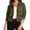 Army Green, variant on Women's Safari Cropped Jackets Casual Collared Button-Down Long Sleeve Coat Loose Drawstring Hem Solid Color Utility Jacket with Pockets M