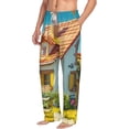thumbnail image 6 of Salouo Cozy Cartoon Backyard Print Pajama Pants for Men, Lounge Pants Elastic Waistband Casual Men's sleepwear Loungewear Sleep Pajama Pant -Medium, 6 of 7