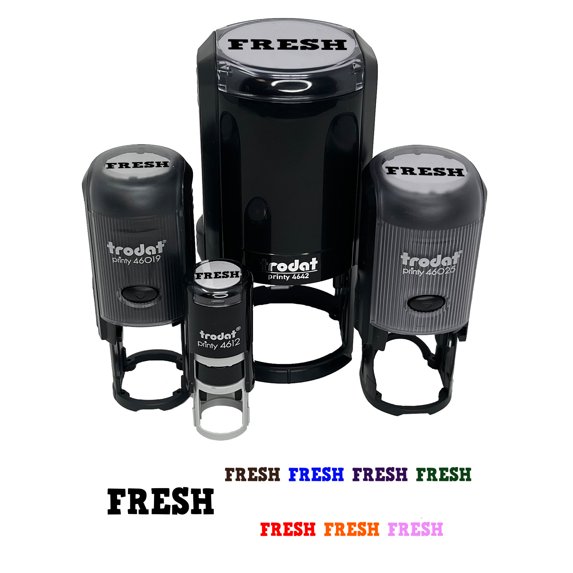 Fresh Fun Text Self-Inking Rubber Stamp Ink Stamper - Sky Blue Ink - Small 3/4 Inch