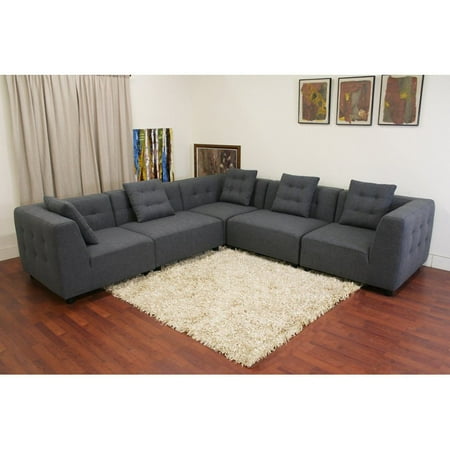Baxton Studio Alcoa Gray Twill Sectional Sofa Baxton Studio Alcoa Gray Twill Sectional Sofa