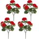 thumbnail image 1 of 4pcs 14in Artificial Geraniums Fake Silk Red Flowers Outdoor UV Resistant for, 1 of 5