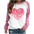 thumbnail image 1 of Cameland Rabais Saint-Valentin Femmes Mignon Rouge Cœur Graphique T-Shirts Raglan Manches Longues Col Rond Chandails en Molleton Ample Décontracté Tops Rose, 1 of 3