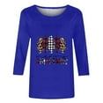 thumbnail image 3 of Women's Christmas Tree Print Tops Christmas Graphic Tee Tops Casual 3/4 Length Sleeve Crewneck Soft T Shirts, 3 of 5