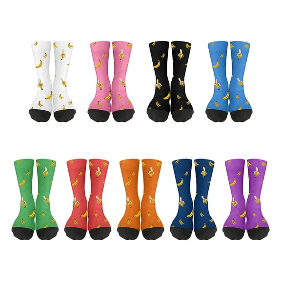 Funny Novelty Banana Pattern Crew Socks for Men and Women, Soft Breathable Cotton Blend Socks, Warm Stretchy Footwear for Home, Daily Wear, Sports and Funny Gag Gift Giving, Easter Decor, Green