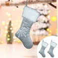 thumbnail image 3 of Wadada Christmas Stocking Set of 2, 19 Inch Gray Christmas Stockings Embroidered Snowflakes White Plush Faux Fur Cuff Large Xmas Hanging Stockings for Family Holiday Party Decoration, 3 of 8