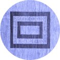 thumbnail image 1 of Ahgly Company Machine Washable Indoor Round Abstract Blue Contemporary Area Rugs, 7' Round, 1 of 4