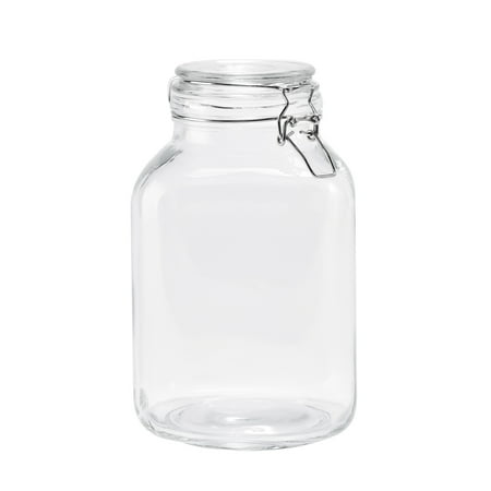 Mainstays 106 oz Clear Glass Airtight Storage Jar with Locking Lid, Large Kitchen Pantry Food Storage Canister for Dry Food, Pasta, Rice and Coffee