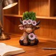 thumbnail image 3 of Jarrón con vaca de las Highlands Jarrón decorativo de resina con vaca y flores sin orificio de drenaje para plantas y flores Decoración para el hogar, exterior e interior, 3 of 7