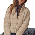 thumbnail image 4 of GEWSEY Women's Oversized Splice Quilted Lightweight Puffer Jacket Casual Padded Coat (Khaki, XL), 4 of 7