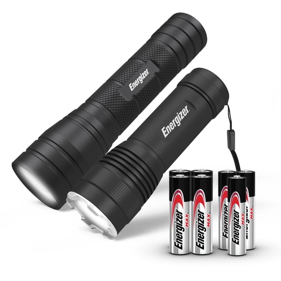 Energizer Flashlight Combo Pack, High Powered 1,000 Lumen Metal Torch Light and Bright 300 Lumen Mini Tactical EDC Flashlight, for Emergency, Camping, Running and Hunting, Batteries Included