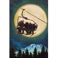 thumbnail image 3 of Ski Lift and Full Moon - Lantern Press Artwork (12x18 Gallery Wrapped Stretched Canvas), 3 of 8