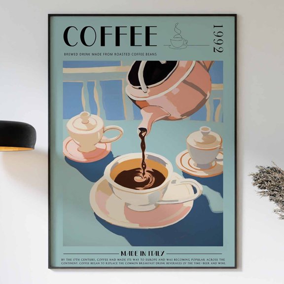 POSTER Coffee Print, Kitchen Decor, Coffee Poster, Coffee Art, Coffee Lovers Gift, Coffee Wall Decor, Retro Wall Decor, Vintage Decor UNFRAMED, 8x12