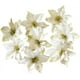 thumbnail image 1 of XmhyTop 16 piezas de flores artificiales para bodas y Navidad, adornos para árbol de Navidad con purpurina de 5 pulgadas, decoraciones para fiestas navideñas (doradas), 1 of 5
