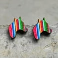 thumbnail image 4 of Wood Rainbow Stripe Cow Tag Texas Map Leopard Cactus Cross Western Stud Earrings, 4 of 9