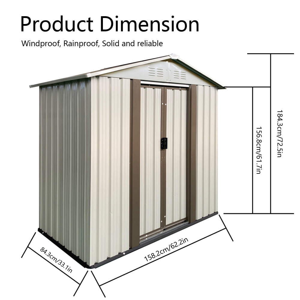 5x3 FT Outdoor Storage Shed with Apex Roof, White Garden Tool Shed for Compact Backyard & Patio Organization