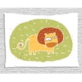 thumbnail image 1 of Lion Tapestry, Grungy Illustration of a Funny Zoo Animal in Childish Drawing Style Nursery Theme, Wall Hanging for Bedroom Living Room Dorm Decor, 80W X 60L Inches, Multicolor, by Ambesonne, 1 of 2