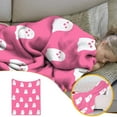 thumbnail image 6 of Herrnalise Pink Ghost Blanket,Reversible Super Soft Pink and White Halloween Blanket,Cute Halloween Throw Blanket All Seasons Blankets for Bedroom Living Room Sofa, 6 of 7