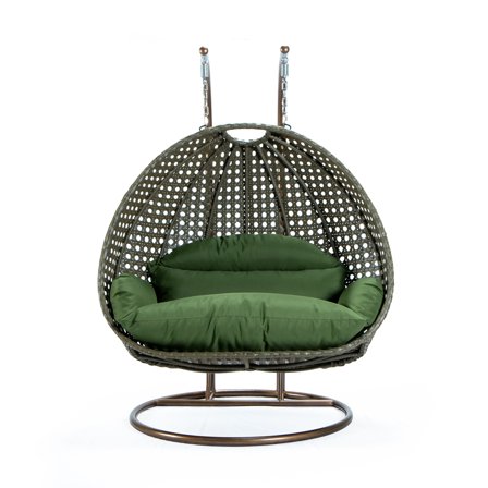 HomeStock Renaissance Revival Wicker Hanging 2 person Egg Swing Chair,Dark Green