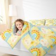 thumbnail image 5 of Manfei Grid Rainbow Twin Bedding, Galaxy Cloud Bedding Comforter Set, Yellow Blue, Gray Reversible, 7pcs, 5 of 6