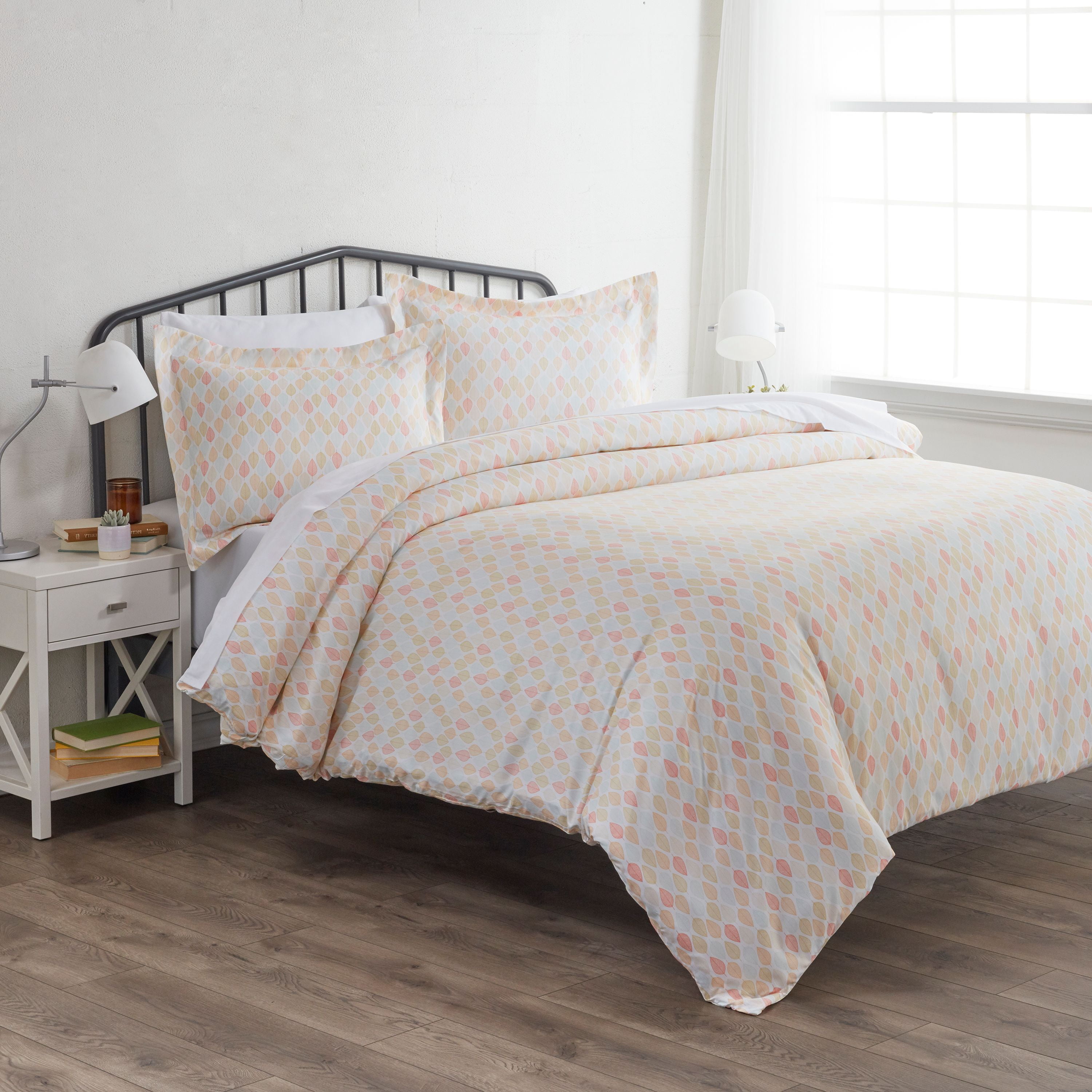 Noble Linens Yellow Fall Foliage Pattern Duvet Set 2-Piece Duvet Cover Set, Twin/TwinXL