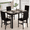 Brown+Black-Leather, variant on Baxluxe 4-Person Dining Table and Chairs Set, Faux Marble Kitchen Table with 4 Velvet Dining Chairs, 47.2 Inch Rectangle Dining Table Set for 4, 5 Pieces Dinette Set for Breakfast Nook, White+Blue