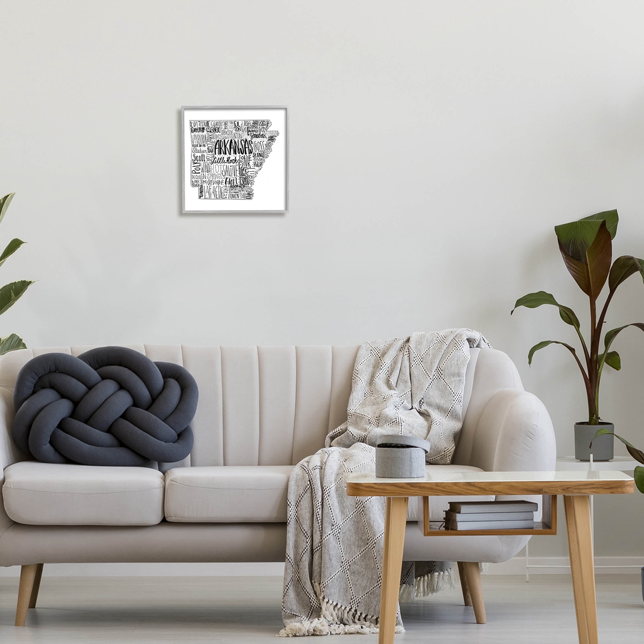 Stupell Industries Arkansas State Typography Cities Map Graphic Art Gray Framed Art Print Wall Art, Design by The Saturday Evening Post