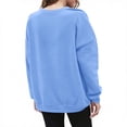 thumbnail image 4 of Sweaters For Women Casual Long Sleeve Crewneck Soft Comfy Loose Fit Pullover Sweatshirt Top For Everyday Wear Black Polyester And Cotton Blue Size S-2Xl Oversized Sweaters For Women, 4 of 7