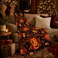 thumbnail image 3 of Haunted Village autumn celebration Pumpkin Pattern Festive Autumn Cartoon, Warm Flannel Blanket for Living Room and Family Room, Festive autumn celebration Scene, Art Lovers autumn celebration Gift, 3 of 9