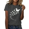 thumbnail image 2 of HLKJKLS T Shirts For Women Butterfly Print Round Neck Short Sleeve Casual Cute Graphic Comfy Tee Top Gray S-3Xl, 2 of 5