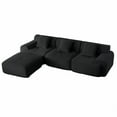 thumbnail image 6 of 113" Modular Sectional Sofa for Living Room, High-Density Foam, Stain-Proof Corduroy, No Assembly Rquired, Black, 6 of 10