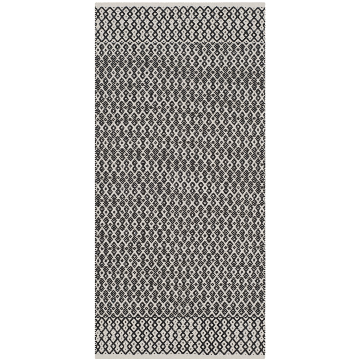 SAFAVIEH Montauk Nazca Geometric Cotton Runner Rug, Ivory/Black, 2'3" x 20'