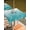Auqa Blue, variant on Outdoor Tablecloth with Umbrella Hole and Zipper, Turquoise Geometric Square Table Cloth 54x54 Inch Waterproof Tablecloth, Modern White Stripe Distortion Art Picnic Table Cover for Patio Camping