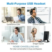 EEEkit USB Headset with Noise Cancelling Mic, Computer Headphones with Audio Control, Wired USB Over-Ear Headphones