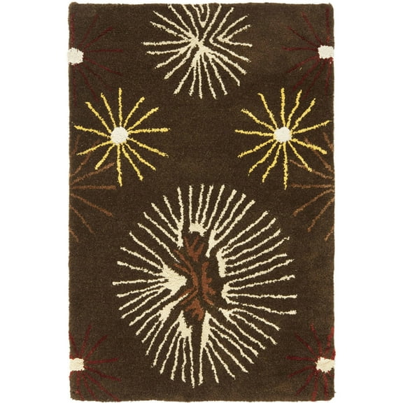 SAFAVIEH Soho Amory Fire Works Wool Area Rug, Brown/Multi, 2' x 3'
